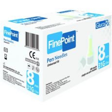 GlucoRx FinePoint Pen Needles 8mm/31G 100s