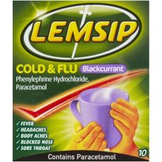 Lemsip Cold & Flu Blackcurrant 10s