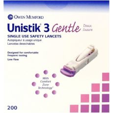 Unistik 3 Gentle Single Use Safety Lancets 200s
